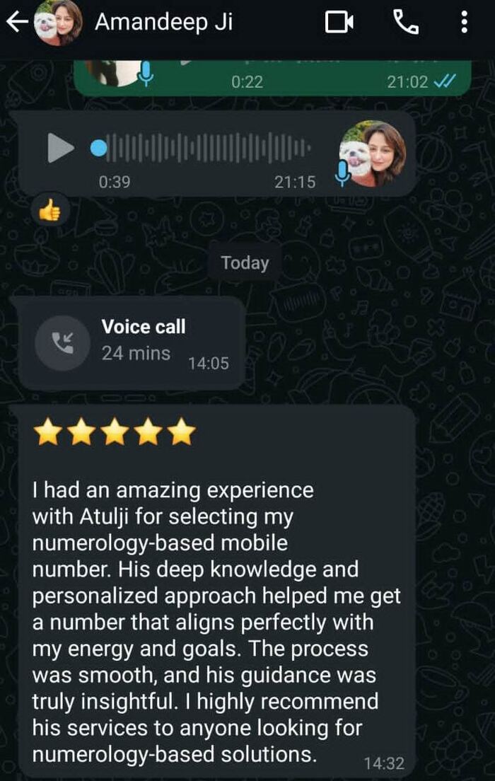 WhatsApp feedback screenshot from Amandeep Ji