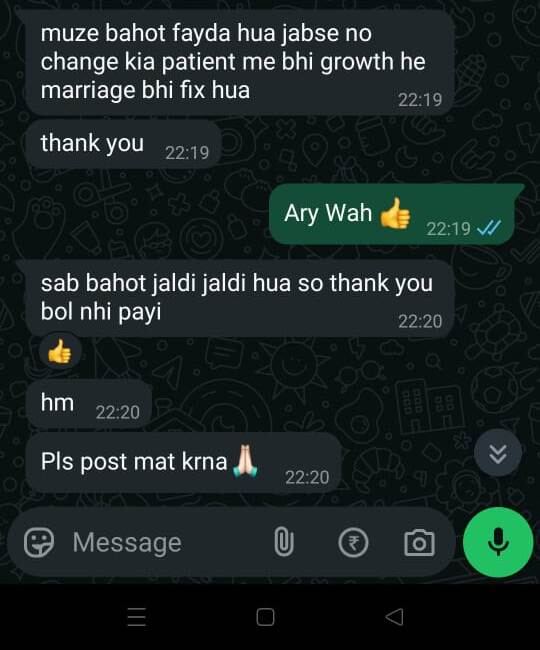 WhatsApp feedback screenshot from Client WhatsApp feedback