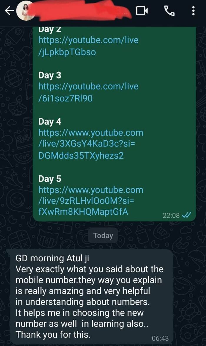 WhatsApp feedback screenshot from Client WhatsApp feedback
